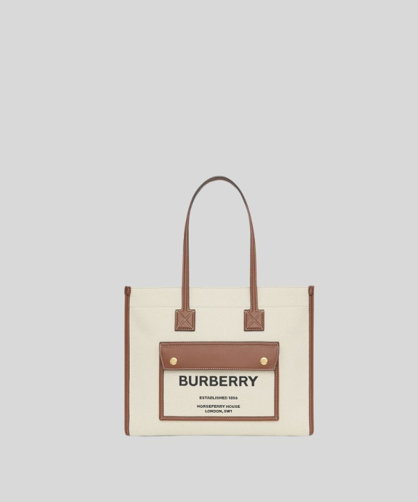 [BURBERRY-버버리] 투톤 캔버스 프레야 토트 80441381