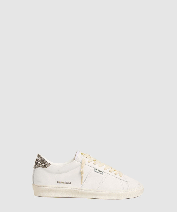 [Golden Goose-골든구스] 실버 글리터 힐탭 화이트 레더 매치스타 F006378
