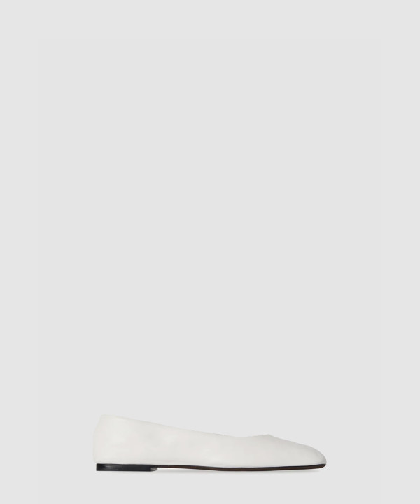 [THE ROW-더로우] 가죽 스퀘어 발레 플랫 F1598SL3WHT
